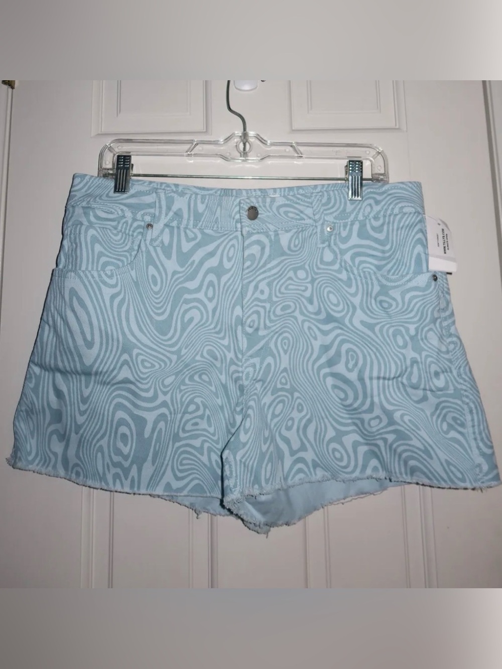 Tilly’s Light Blue Patterned High-Rise Women's Denim Shorts